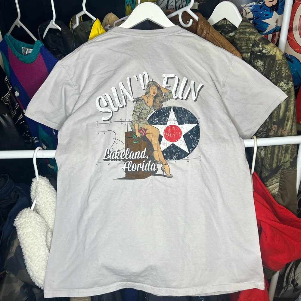 Vintage Sun & Fun Lakeland Florida Biker Chick T-Shirt size Large